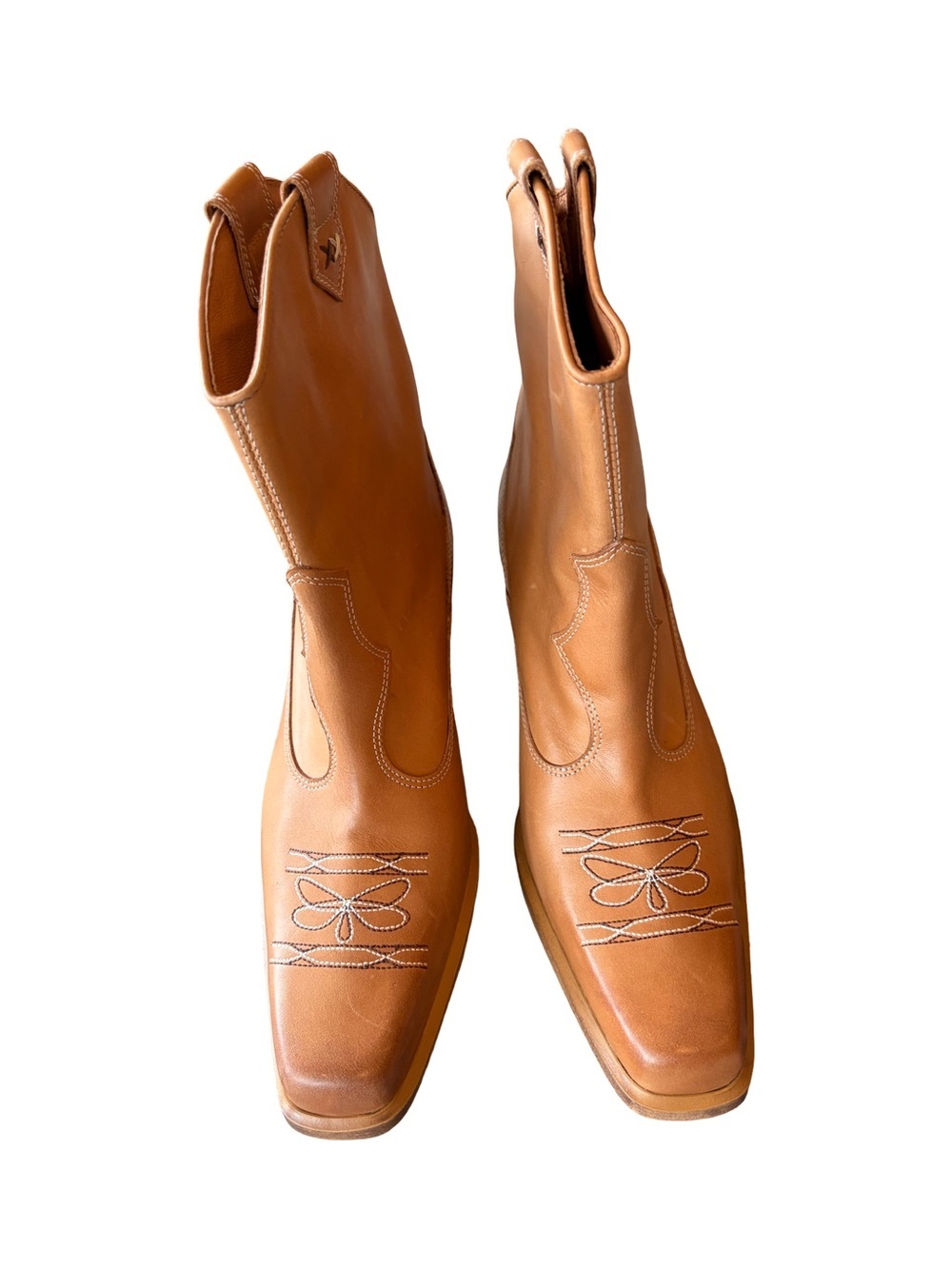 Free People *NEW* Western Ankle Boot Leather Caramel Size 9